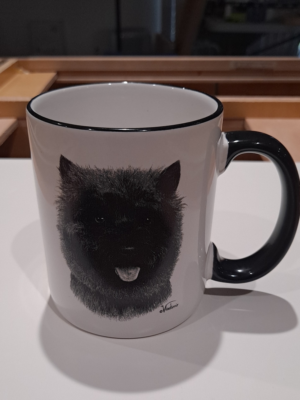 Cairn Terrier White Ceramic Mug  Illustration Art By Vladimir